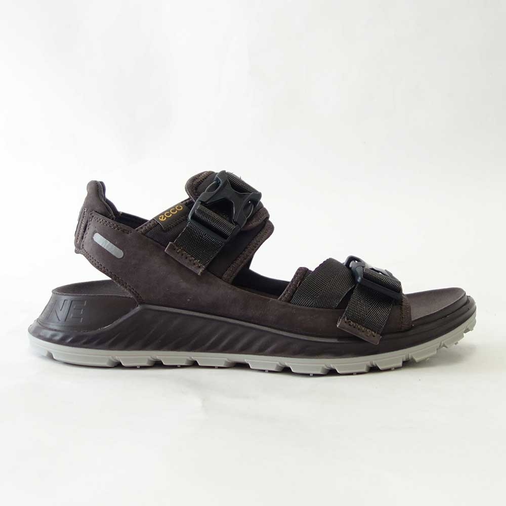 エコー ECCO EXOWRAP M 2S BUCKLE ダークブラウン 81181450670(メンズ)天然皮革 ストレッチ 3点ストラップ スポーツサンダル「靴」
