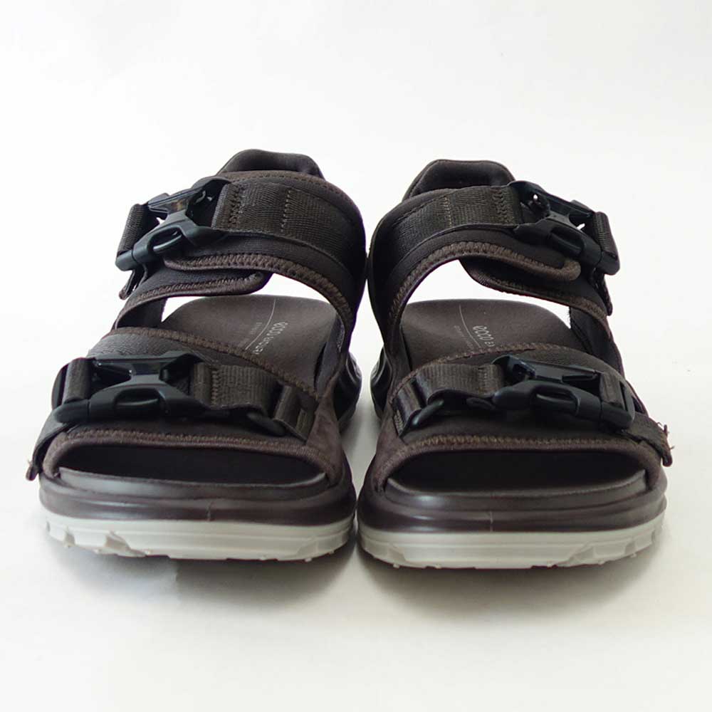 エコー ECCO EXOWRAP M 2S BUCKLE ダークブラウン 81181450670(メンズ)天然皮革 ストレッチ 3点ストラップ スポーツサンダル「靴」