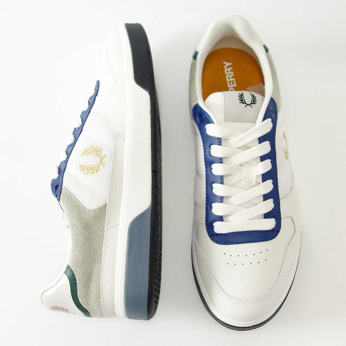 【SALE 40%OFF】 FRED PERRY フレッドペリー B8330 303(メンズ)B200 Leather カラー:スノーホワイト レザー&メッシュのローカットスニーカー 「靴」