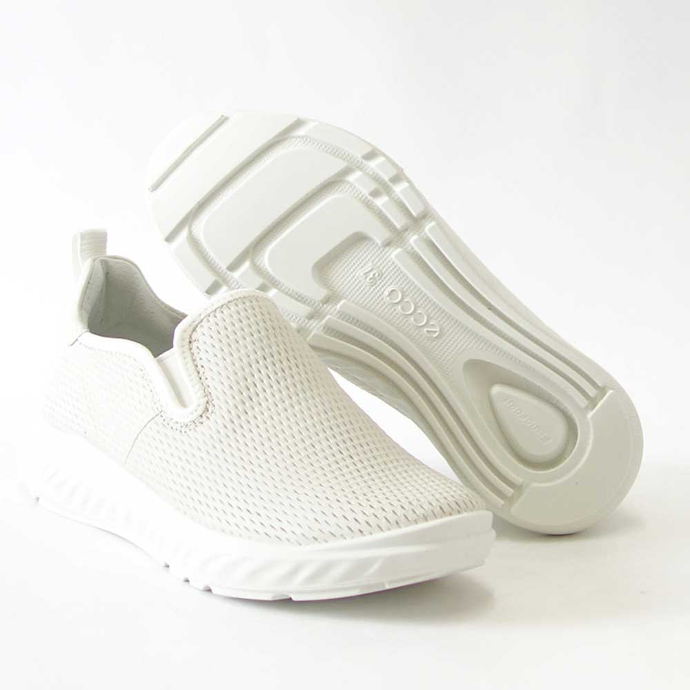 エコー ECCO ATH 1F WOMEN’S LEATHER SLIP ON SHOES ホワイト 834923 50236 (レディース) 快適な履き心地のレザースニーカー スリッポン ウォーキングシューズ 旅行「靴」