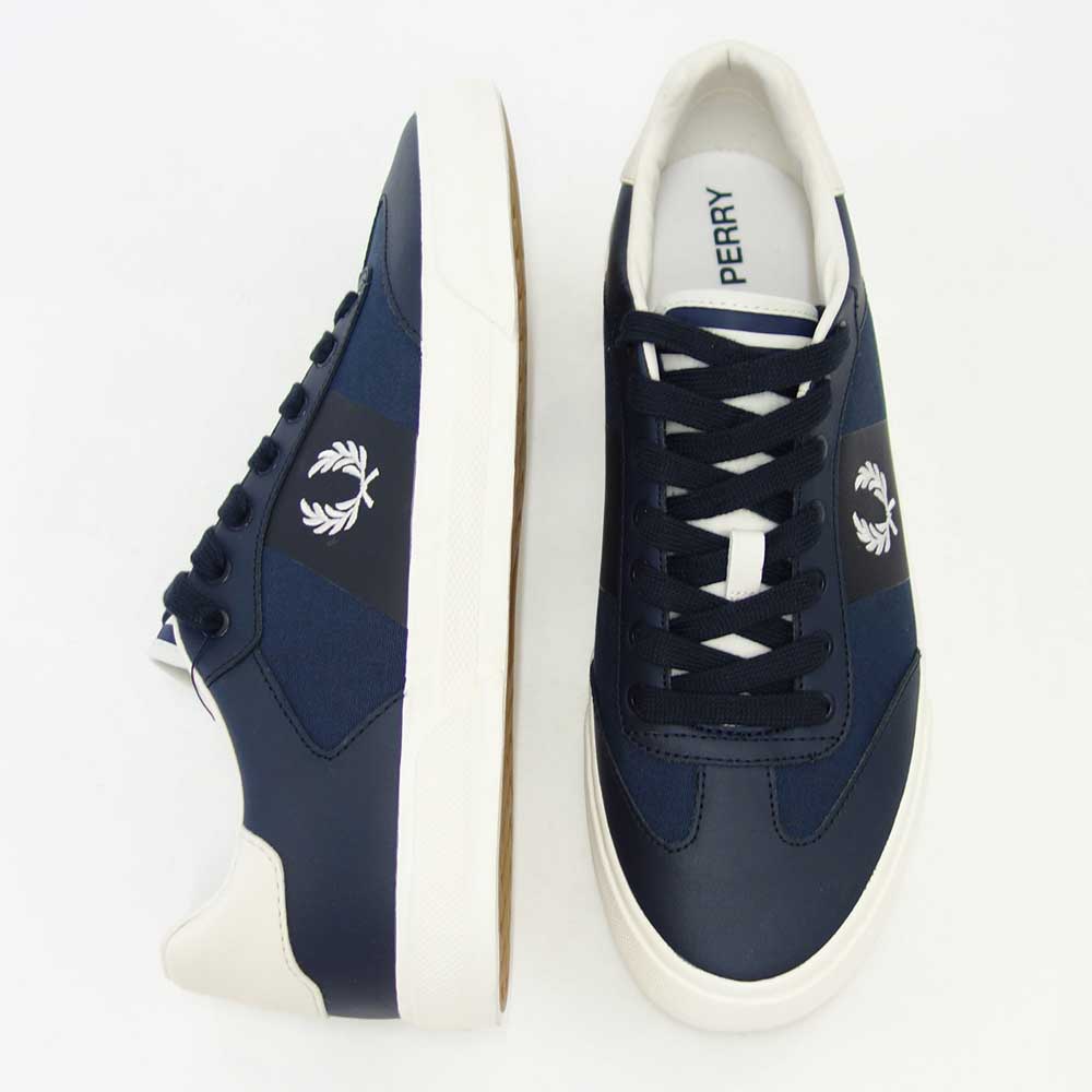 【SALE 40%OFF】 フレッドペリー  FRED PERRY B 9102 608(ユニセックス)Clay Leather Poly  カラー:NAVY 天然皮革 ローカットスニーカー  「靴」