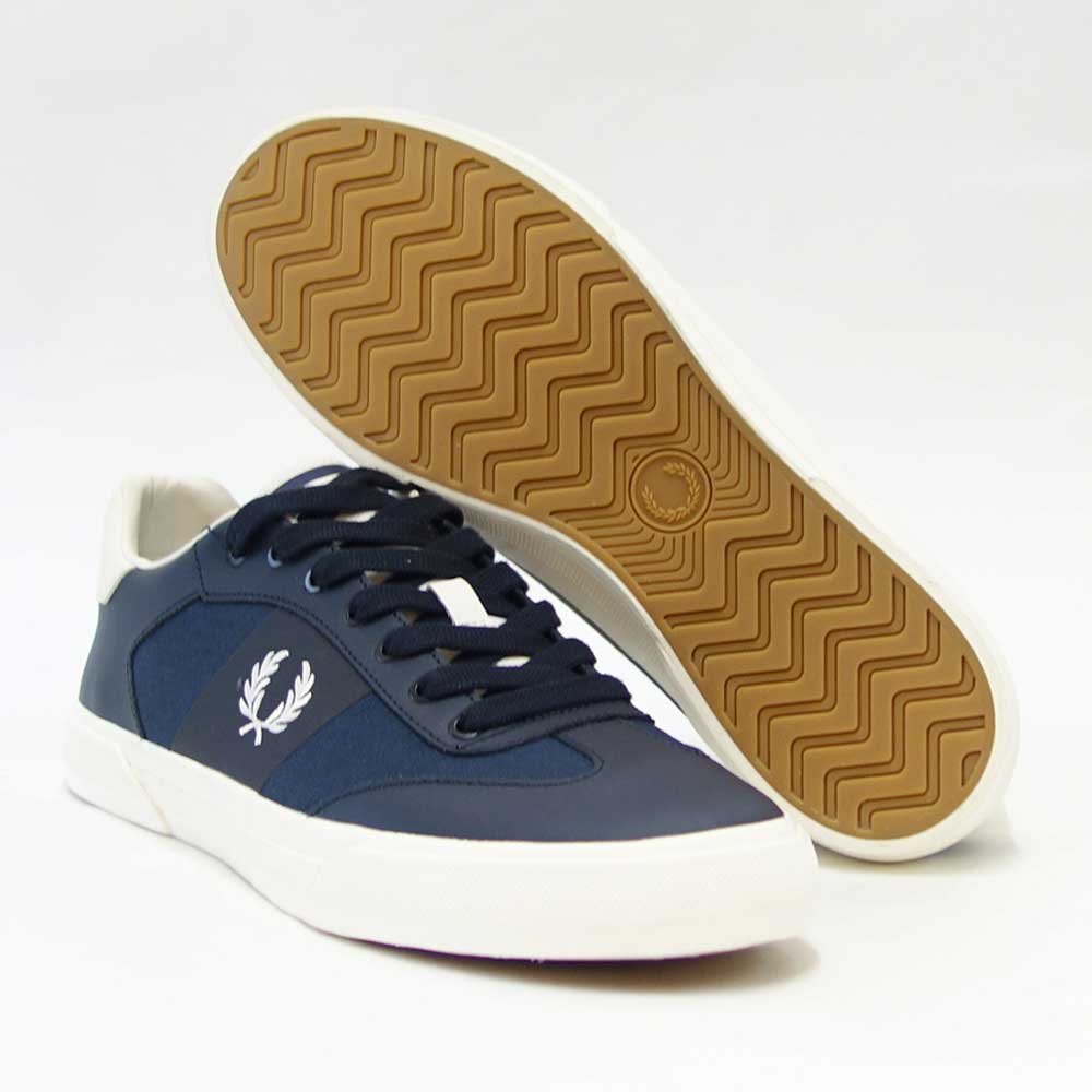 【SALE 40%OFF】 フレッドペリー  FRED PERRY B 9102 608(ユニセックス)Clay Leather Poly  カラー:NAVY 天然皮革 ローカットスニーカー  「靴」