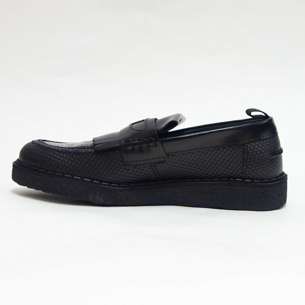 フレッドペリー FRED PERRY B9282 102(ユニセックス)Fred Perry George Cox TEXTURED LEATHER PENNY LOAFER カラー:ブラック スリッポン クレープソール「靴」