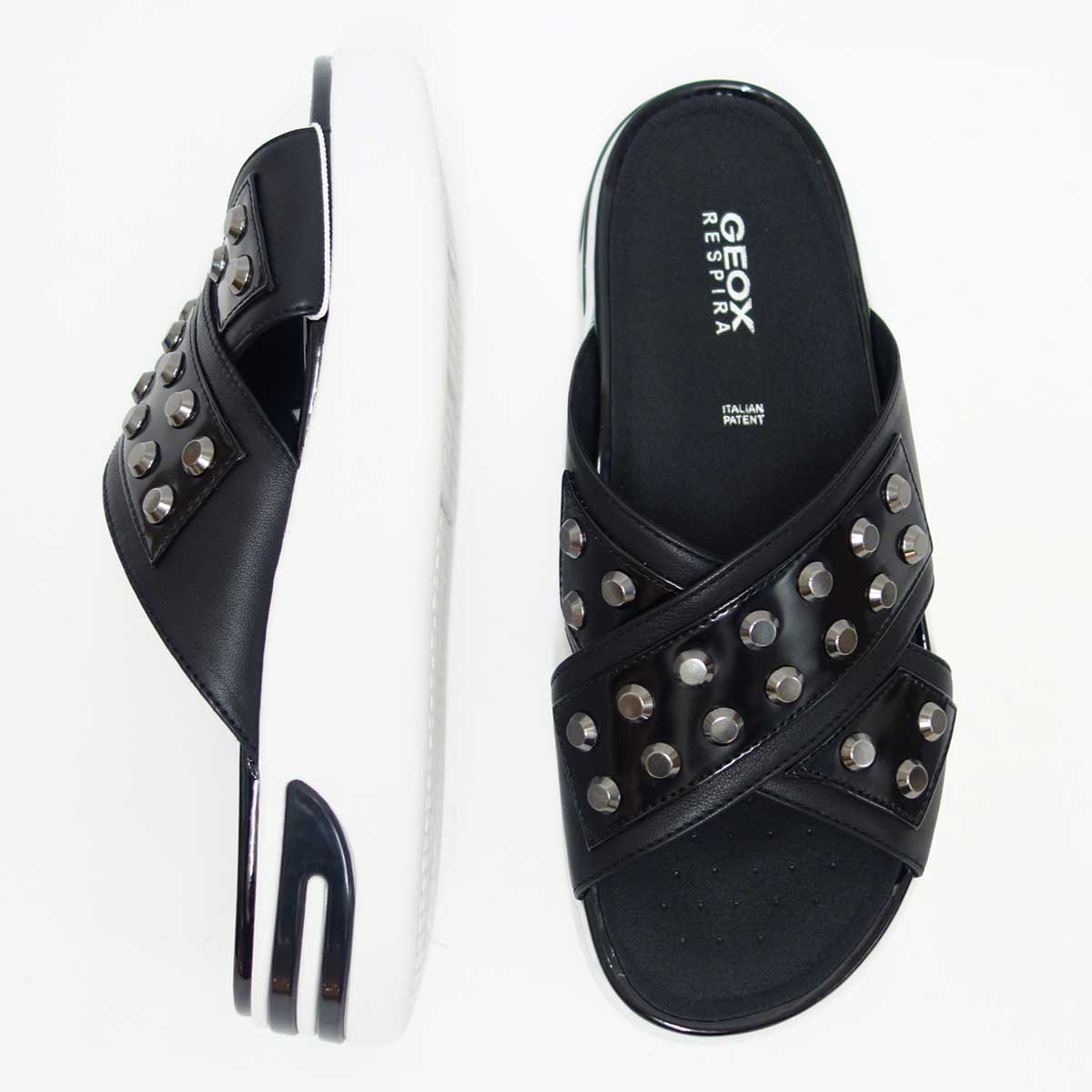 【SALE 50%OFF】 ジェオックス GEOX  D 92CMD ブラック(レディース 23.5cm 24cm 24.5cm)天然皮革の中厚底ミュール 「靴」