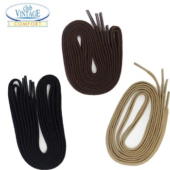 club VINTAGE COMFORT (クラブ・ヴィンテージ・コンフォート)  平紐太(石目平 約7mm)シューレース  ブラック・ブラウン・ベージュ 55cm 65cm 75cm 90cm メール便可