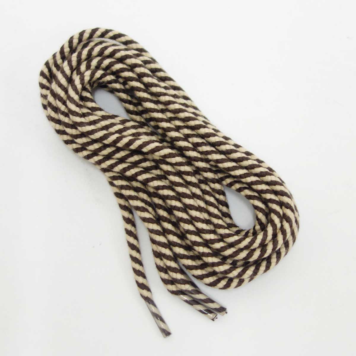 club VINTAGE COMFORT (クラブ・ヴィンテージ・コンフォート)  マウンテンシューレース(約4mm)石目丸  ツートン(ブラウン/ベージュ)150cm メール便可