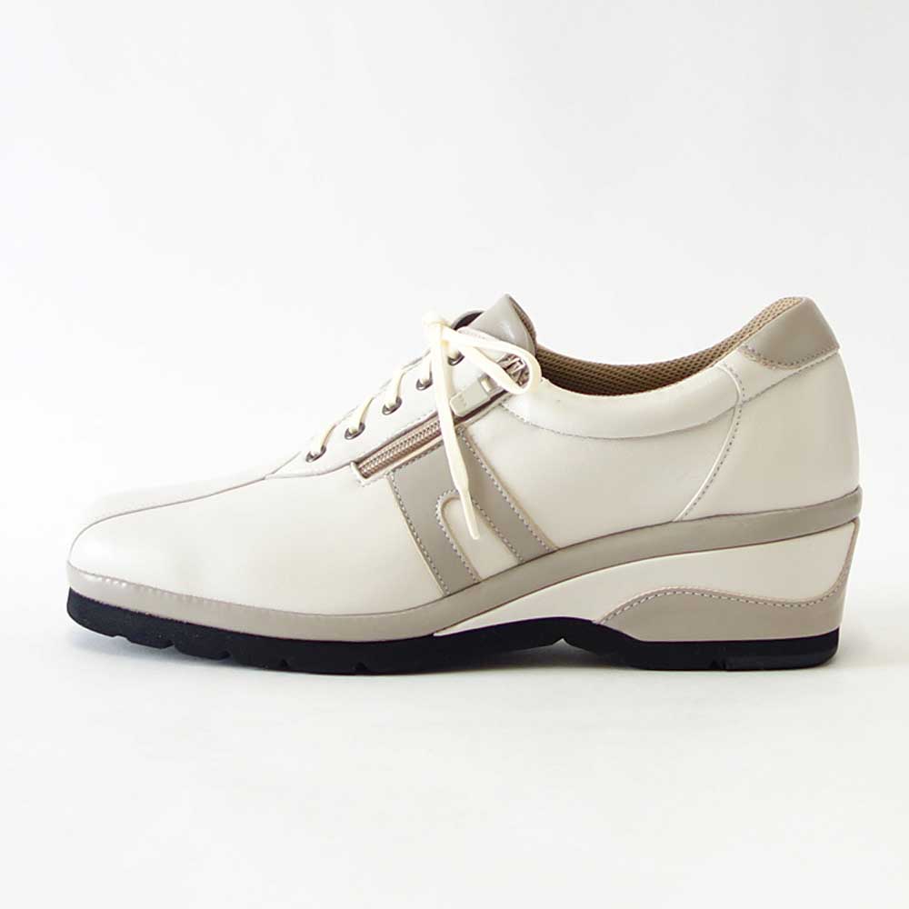 VIGEVANO ビジェバノ 9731 オフホワイト(日本製)ゆったりEEEE レースアップシューズ ウェッジヒール ファスナー付き「靴」