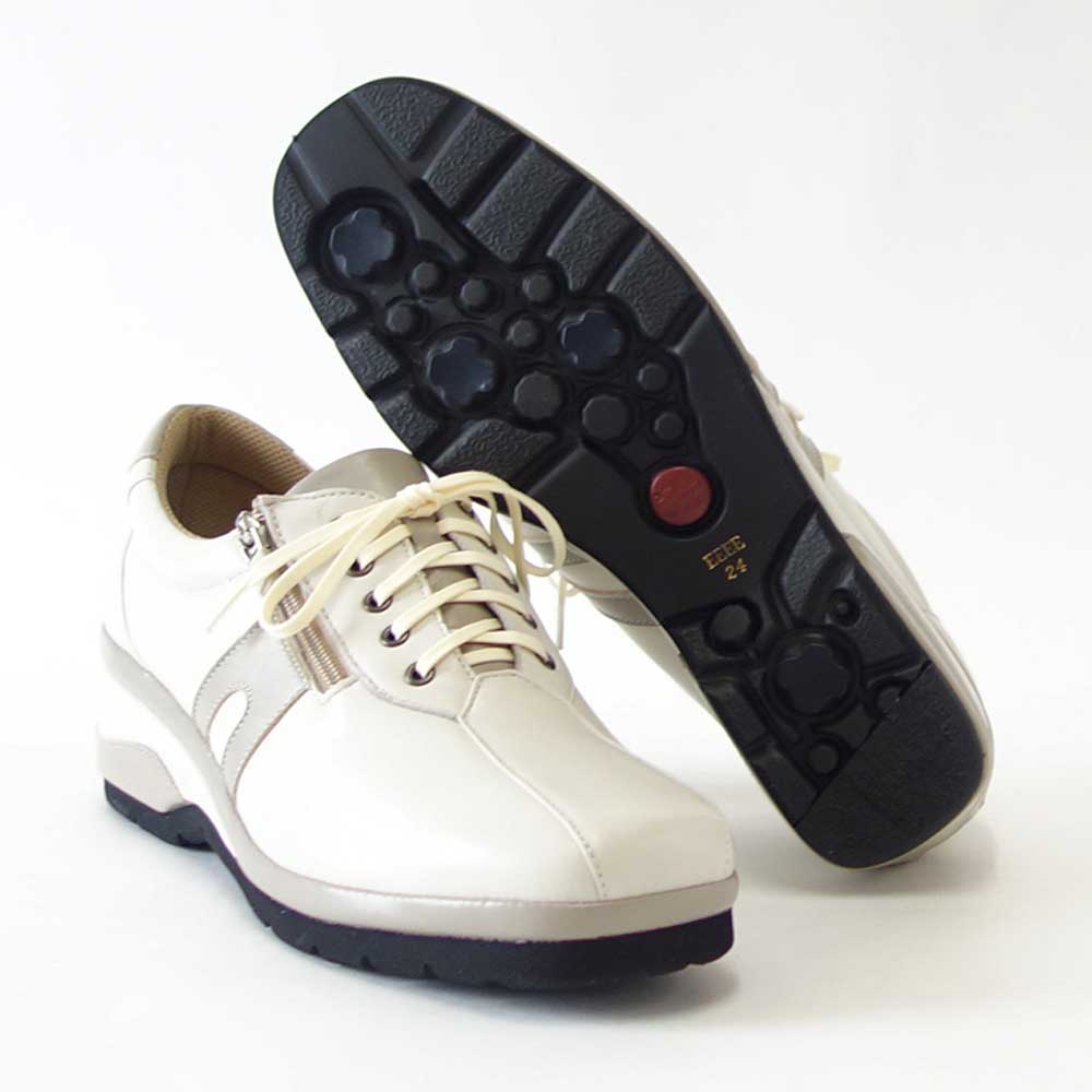 VIGEVANO ビジェバノ 9731 オフホワイト(日本製)ゆったりEEEE レースアップシューズ ウェッジヒール ファスナー付き「靴」