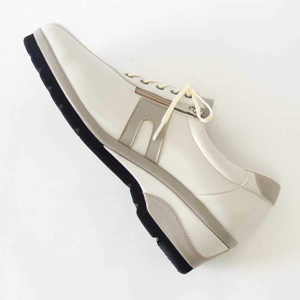 VIGEVANO ビジェバノ 9731 オフホワイト(日本製)ゆったりEEEE レースアップシューズ ウェッジヒール ファスナー付き「靴」