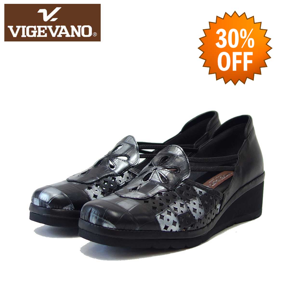 【SALE 30%OFF】 VIGEVANO ビジェバノ 9900 ブラック(日本製) ゆったりEEEE サイドゴムスリッポン 「靴」 母の日 おすすめ ギフト