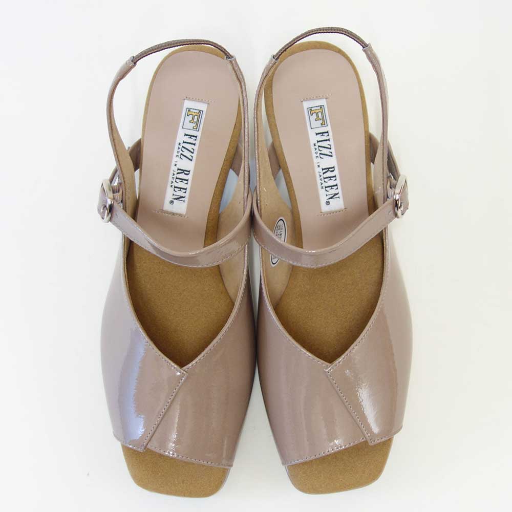 フィズリーンFIZZREEN9906オークエナメル(レディースサンダル)きれいに見えるEEEのバックストラップ(日本製)コンフォートカジュアル3E5cmヒール「靴」