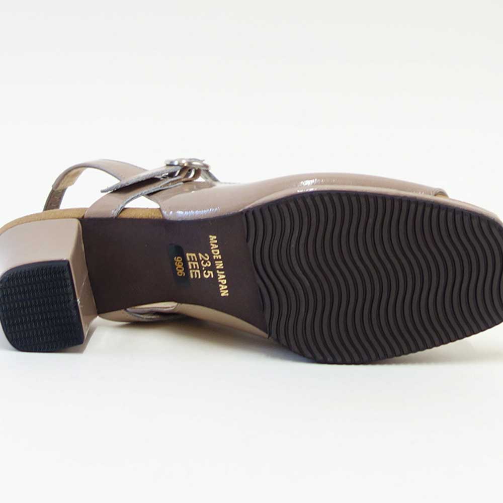 フィズリーンFIZZREEN9906オークエナメル(レディースサンダル)きれいに見えるEEEのバックストラップ(日本製)コンフォートカジュアル3E5cmヒール「靴」