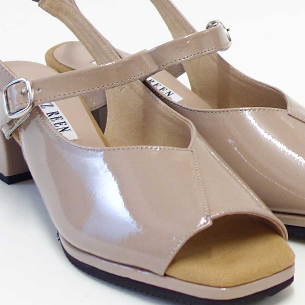 フィズリーンFIZZREEN9906オークエナメル(レディースサンダル)きれいに見えるEEEのバックストラップ(日本製)コンフォートカジュアル3E5cmヒール「靴」