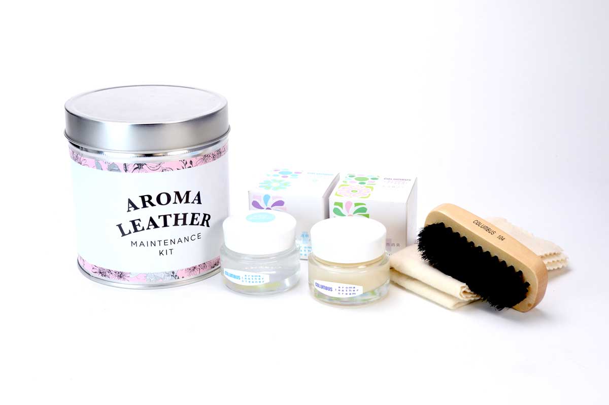 小さな輝きを大切にするレザーケアセット COLUMBUS コロンブス(日本製) アロマレザー メンテナンスキット(缶入り)