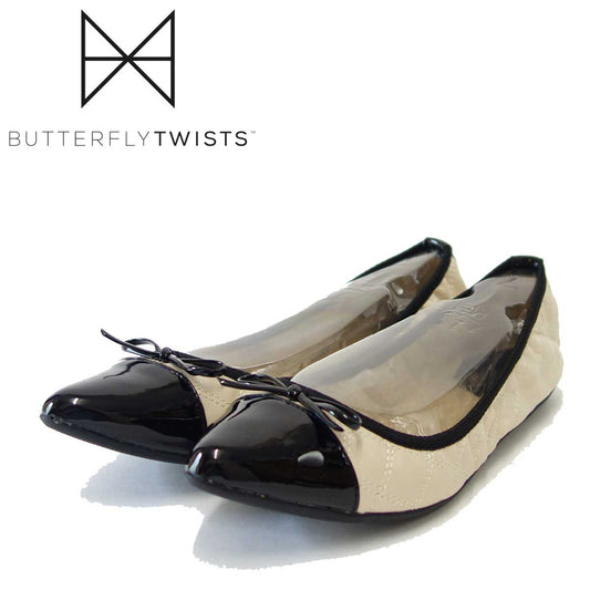 BUTTERFLY TWISTS バタフライツイスト  HOLLY B21012 クリーム/ブラック(レディース) お洒落な携帯バレエシューズ 「靴」