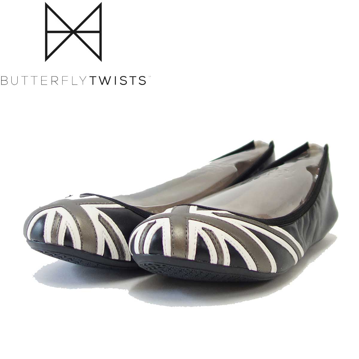 バタフライツイスト BUTTERFLY TWISTS JACQUI B21045 BLK/GRY(ブラック/グレー) お洒落な携帯バレエシューズ 「靴」