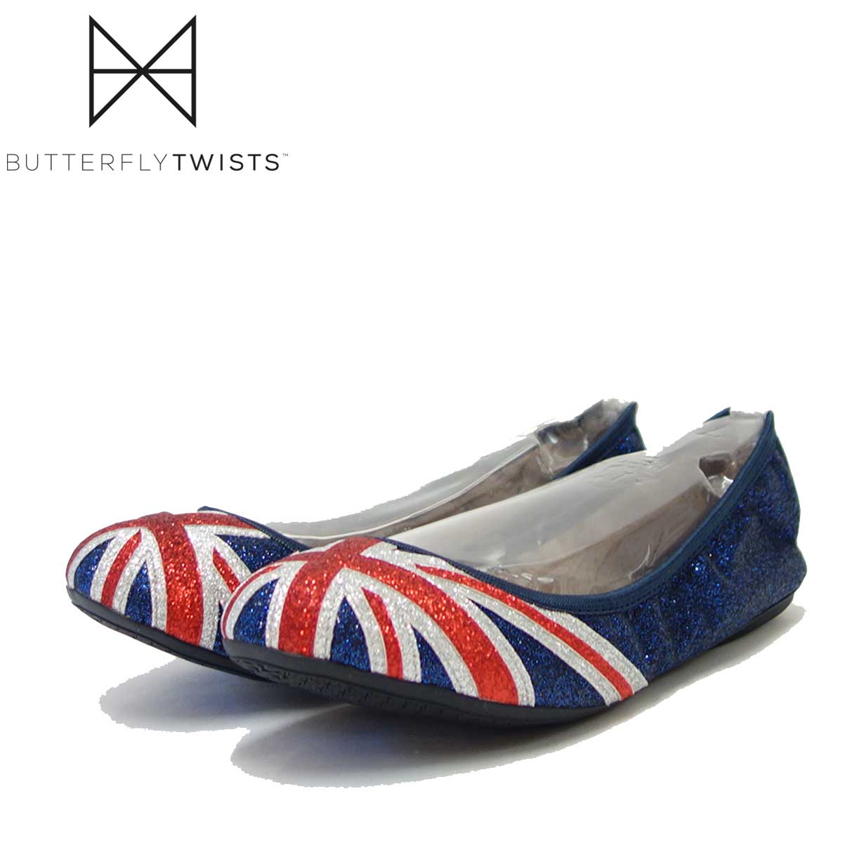 バタフライツイスト BUTTERFLY TWISTS  JACQUI GLITTER B21045G G-NVY/RED(ネイビー/レッド) お洒落な携帯バレエシューズ 「靴」