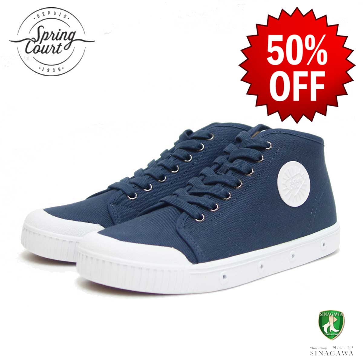 【SALE 50%OFF】 Spring Court スプリングコート B2S-V1(レディース)COTTON CANVAS MIDNIGHT BLUE ハイカットスニーカー 「靴」