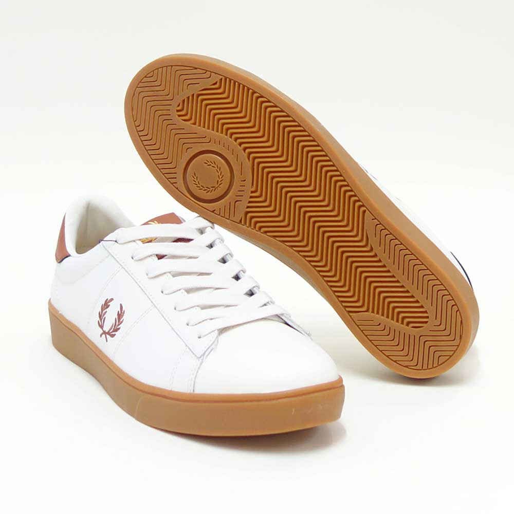 FREDPERRYフレッドペリーB4334760(ユニセックス)SPENCERLEATHER(スペンサーレザー)カラー:LIGHTECRU天然皮革のローカットスニーカー「靴」