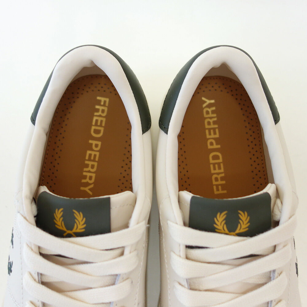 FREDPERRYフレッドペリーB4334X37(ユニセックス)SPENCERLEATHER(スペンサーレザー)カラー:ECRU/LAUREL天然皮革のローカットスニーカー