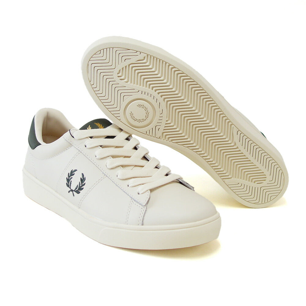 FREDPERRYフレッドペリーB4334X37(ユニセックス)SPENCERLEATHER(スペンサーレザー)カラー:ECRU/LAUREL天然皮革のローカットスニーカー