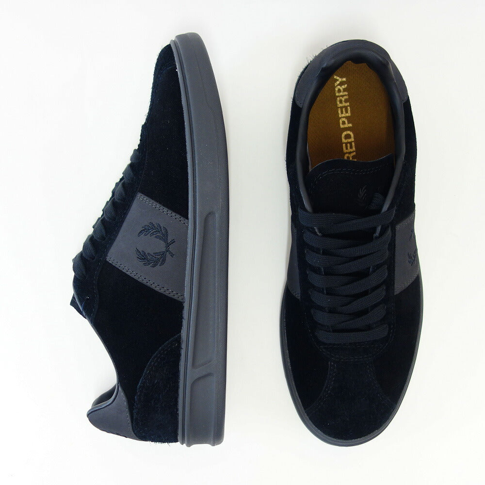 FREDPERRYフレッドペリーB8325U73(メンズ)B4Suedeカラー:BLACK/ANCHORGREY天然皮革のローカットスニーカー