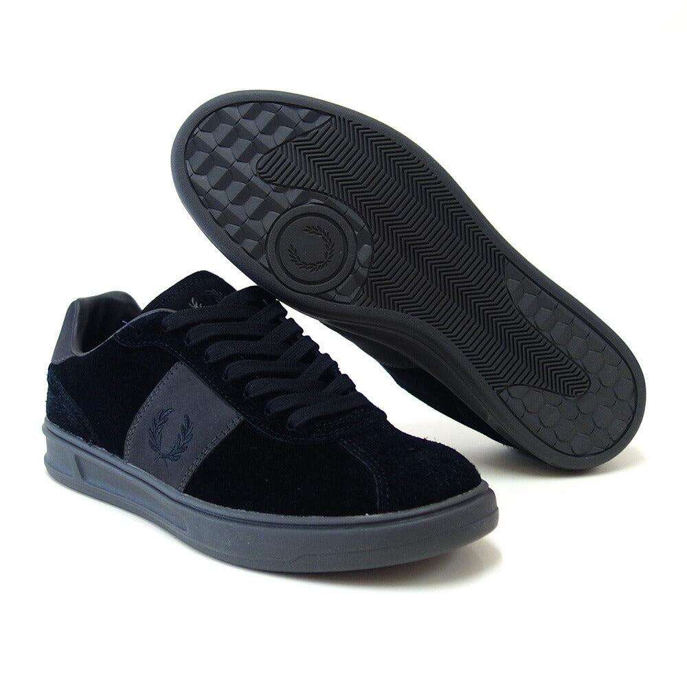 FREDPERRYフレッドペリーB8325U73(メンズ)B4Suedeカラー:BLACK/ANCHORGREY天然皮革のローカットスニーカー