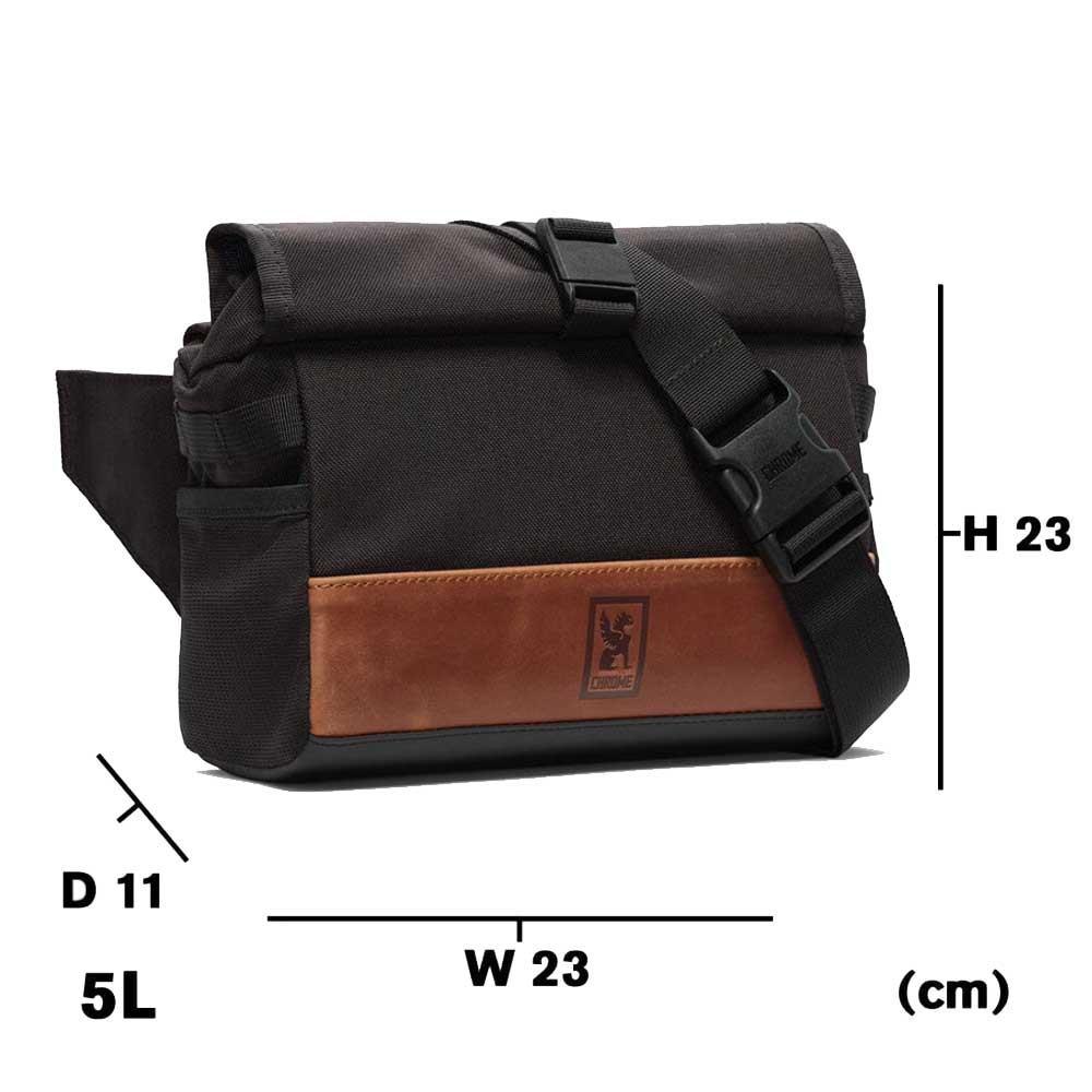 CHROME クローム DOUBLETRACK HANDLEBAR SLING BAG (ダブルトラック ハンドルバー スリング バッグ) BG328 (カラー LEATHER / BLACK) 容量:5L 耐水 ハンドルバーバッグ メッセンジャーバック スリングバック ボディーバッグ