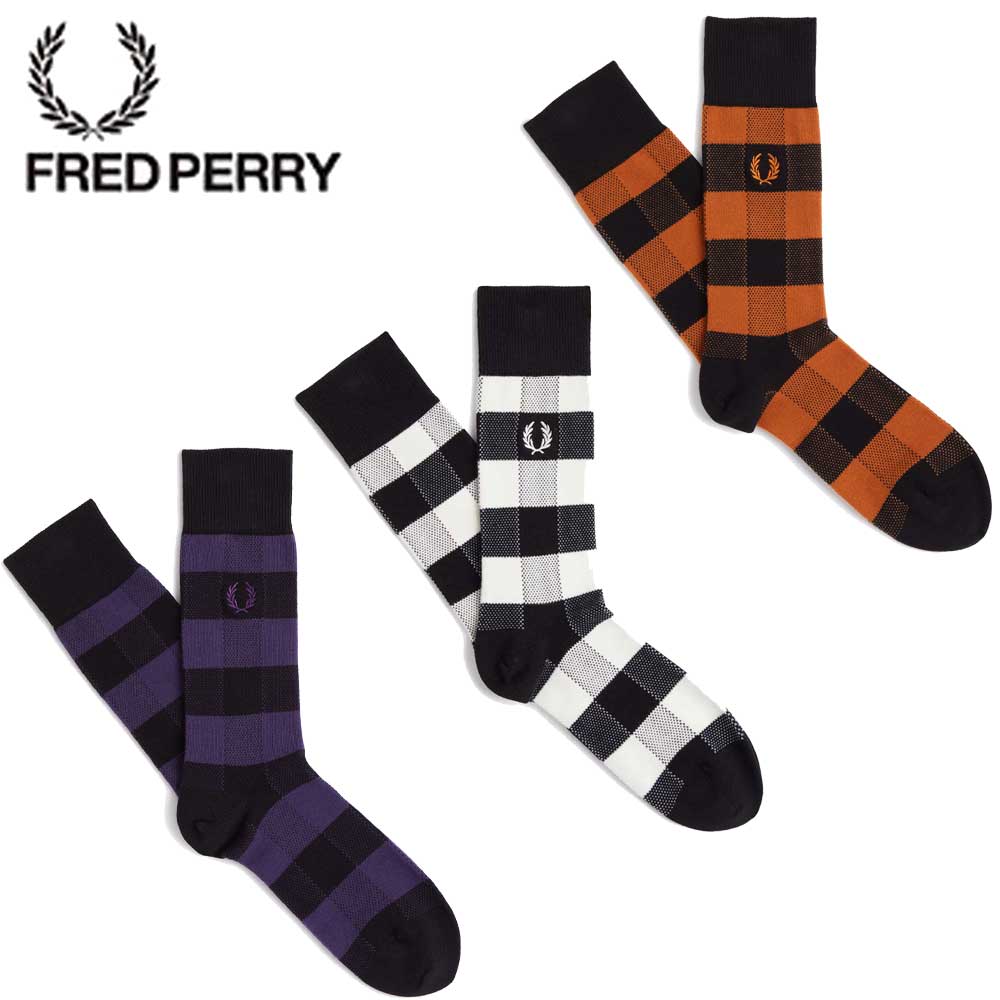 FRED PERRY フレッドペリー Tonal Check Socks C1107 トーナル チェック ソックス(ポルトガル製)