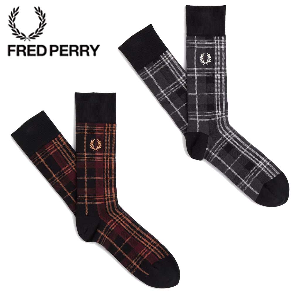 FRED PERRY フレッドペリー Redacted Tartan Sock C4135 (ポルトガル製)