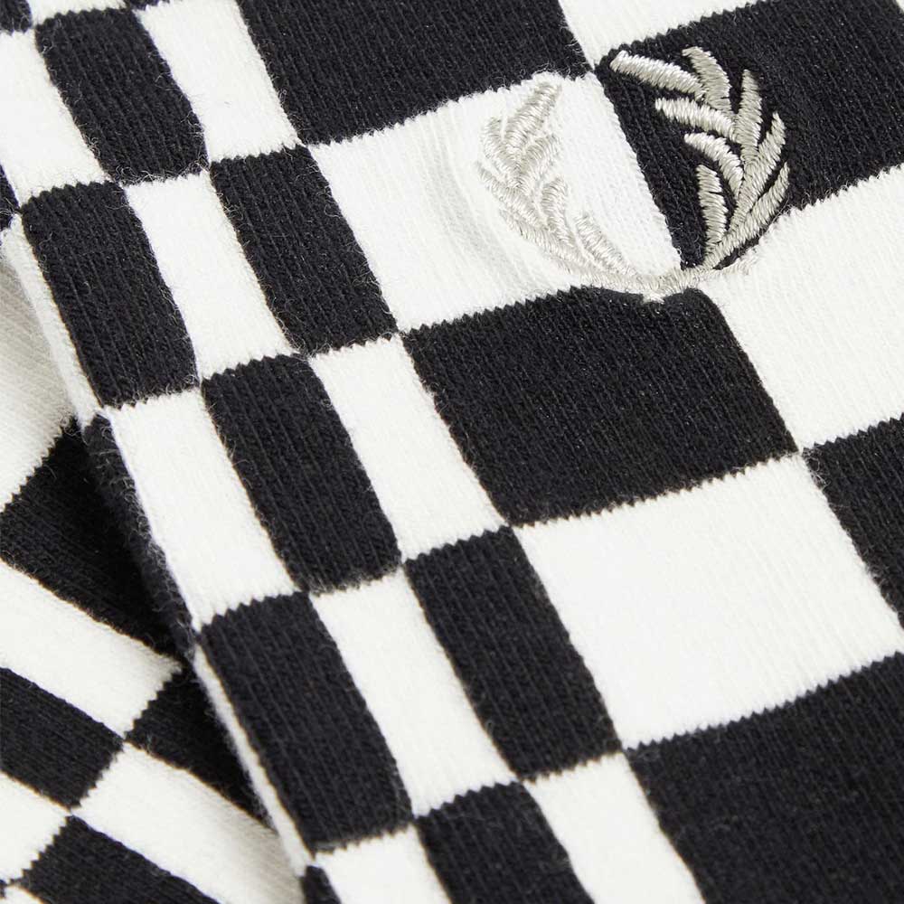 FRED PERRY フレッドペリー Chequerboard Socks C4137 230 BLACK / ECRU チャッカーボード ソックス(ポルトガル製)