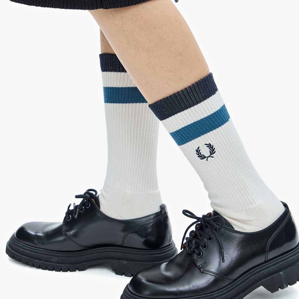 FRED PERRY フレッドペリー Bold Twin Tipped Socks C5138 (ポルトガル製) クルーソックス 靴下
