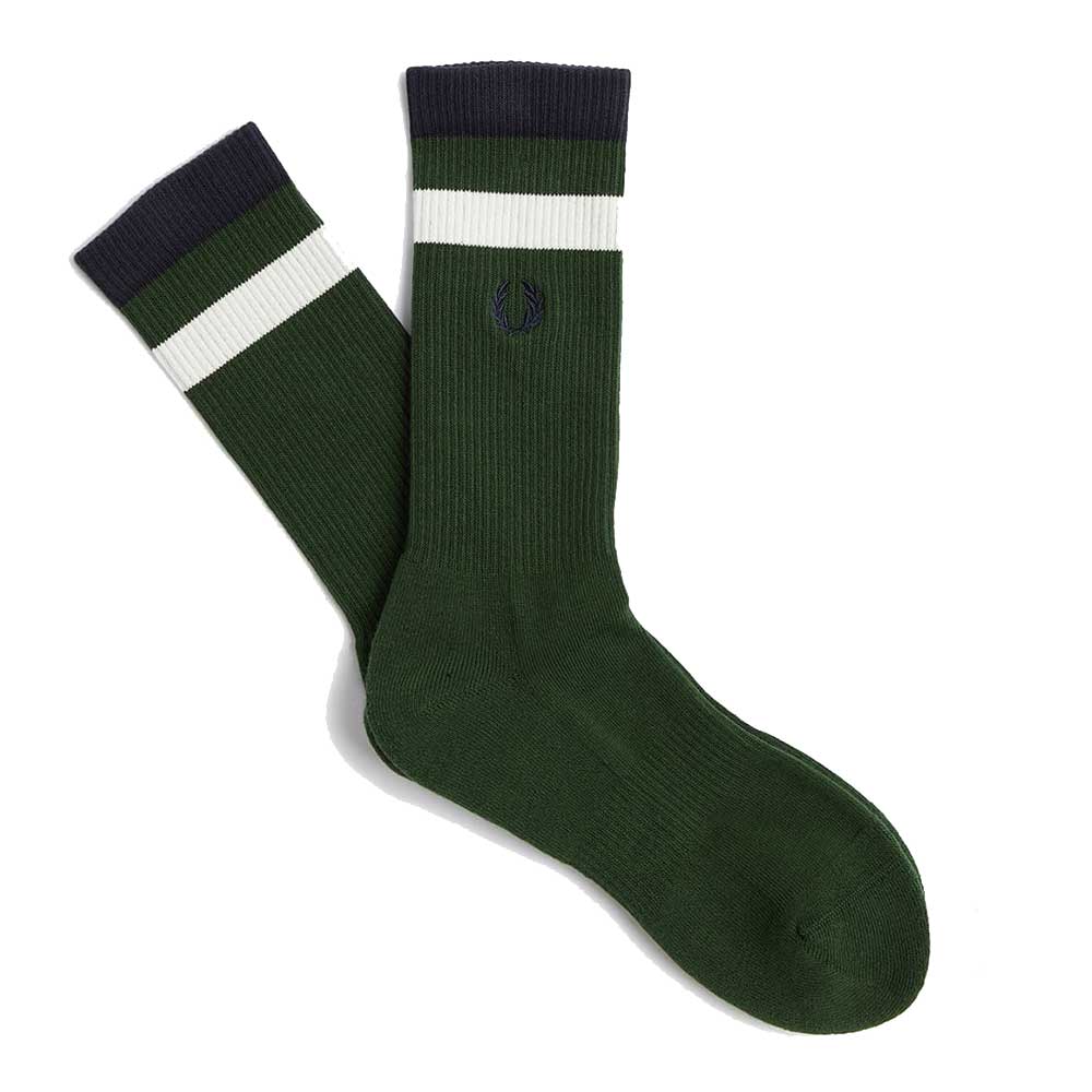 FRED PERRY フレッドペリー Bold Twin Tipped Socks C5138 (ポルトガル製) クルーソックス 靴下