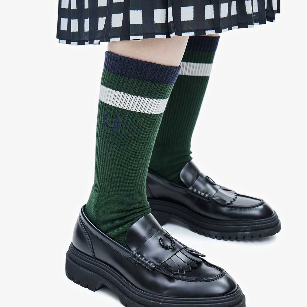 FRED PERRY フレッドペリー Bold Twin Tipped Socks C5138 (ポルトガル製) クルーソックス 靴下