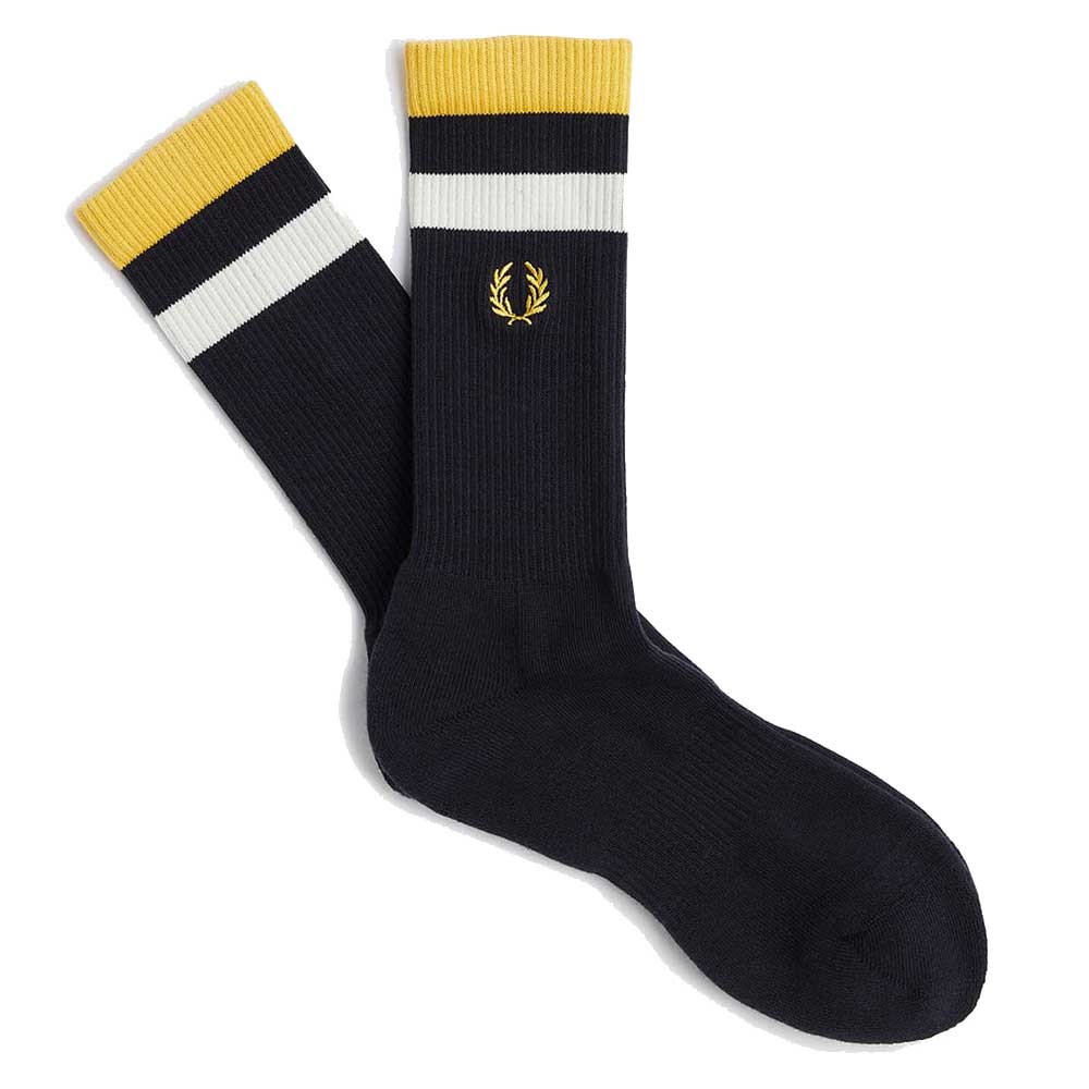 FRED PERRY フレッドペリー Bold Twin Tipped Socks C5138 (ポルトガル製) クルーソックス 靴下