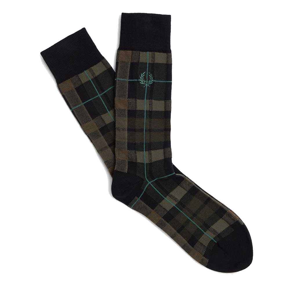 FRED PERRY フレッドペリー Tartan Socks C5141 (ポルトガル製) クルーソックス 靴下