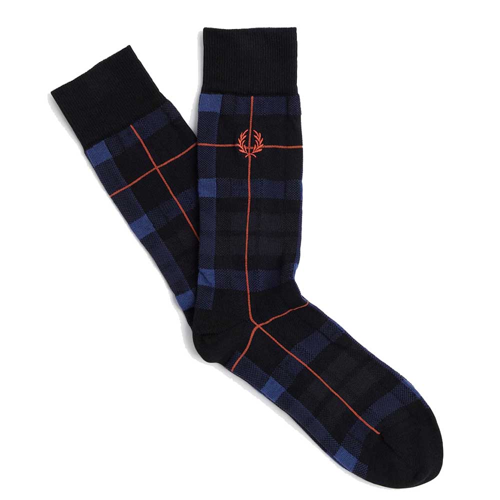 FRED PERRY フレッドペリー Tartan Socks C5141 (ポルトガル製) クルーソックス 靴下