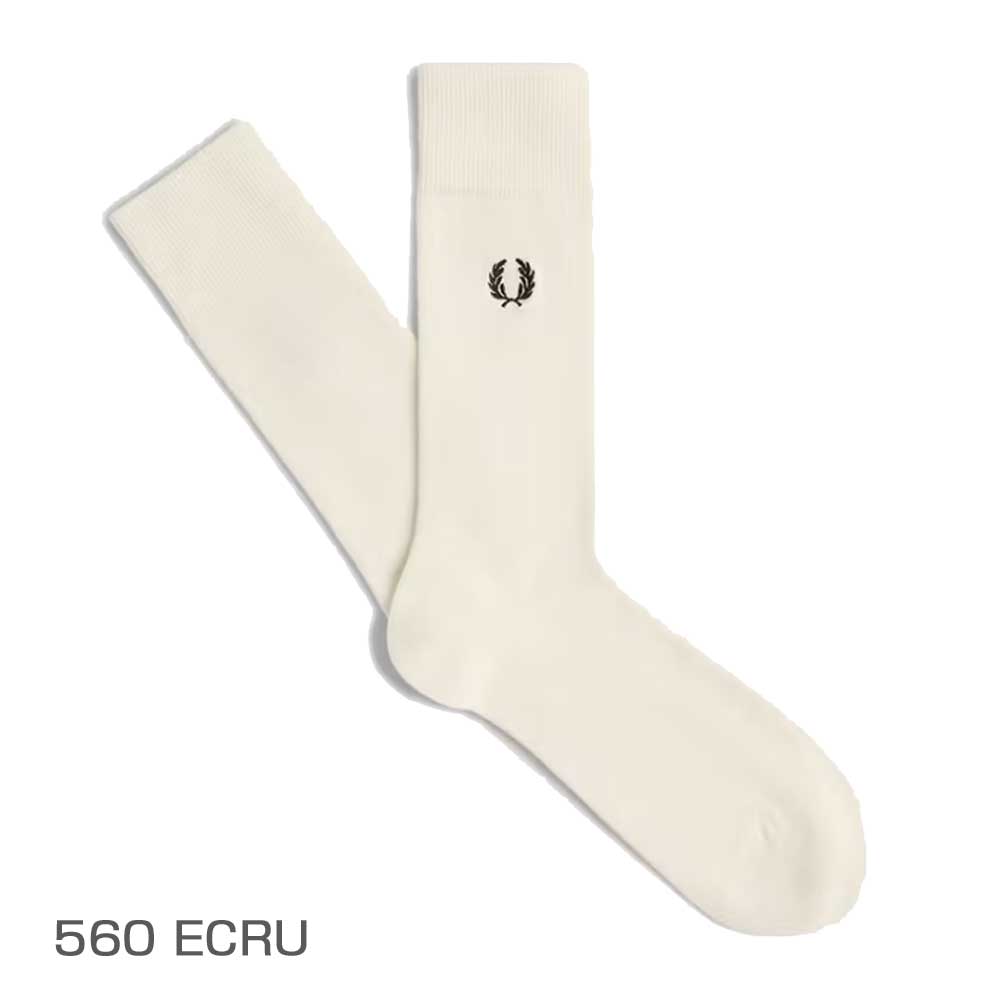 FRED PERRY フレッドペリー Classic Laurel Wreath Socks C7135 :NAVY / SNOW WHITE(267) ・BLACK / SNOWWHITE(843) ・SNOWWHITE / BLACK(L59)・LIGHT SMOKE(146) ・WARM STONE / BLACK(U88)・ECRU(560) ソックス(ポルトガル製)