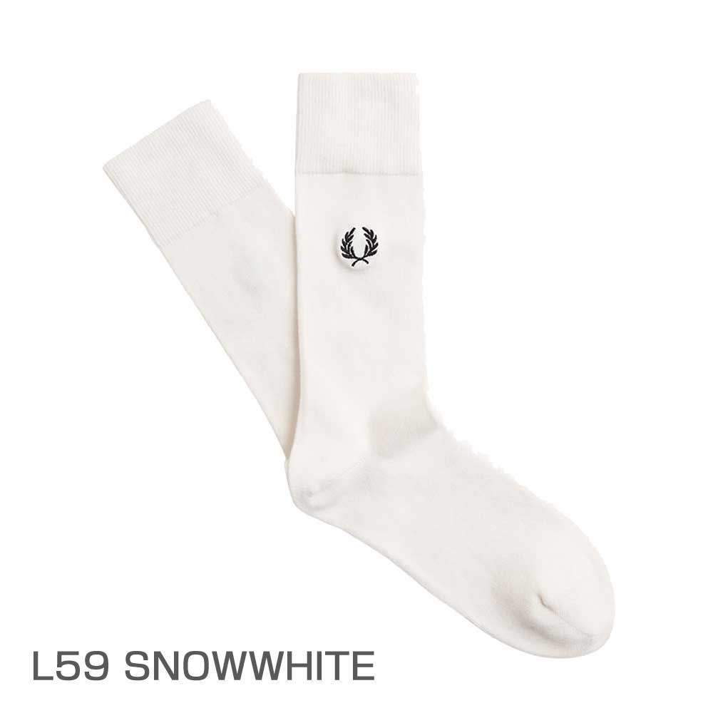 FRED PERRY フレッドペリー Classic Laurel Wreath Socks C7135 :NAVY / SNOW WHITE(267) ・BLACK / SNOWWHITE(843) ・SNOWWHITE / BLACK(L59)・LIGHT SMOKE(146) ・WARM STONE / BLACK(U88)・ECRU(560) ソックス(ポルトガル製)