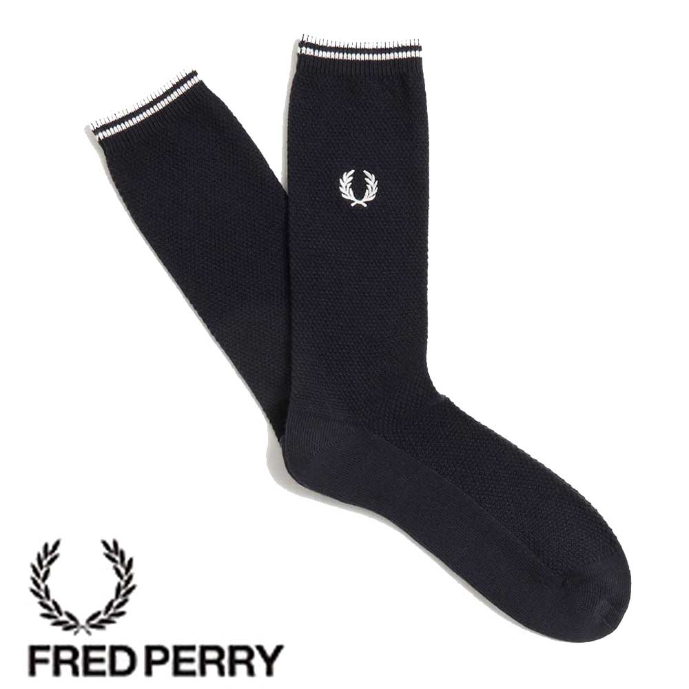 FRED PERRY フレッドペリー Tipped Socks C7170 NAVY(267) SILVER BLUE(670) BLACK(157) ティップド ソックス(ポルトガル製)