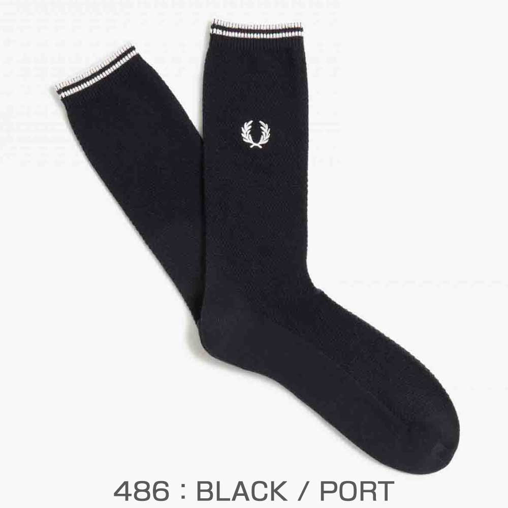 FRED PERRY フレッドペリー Tipped Socks C7170 :BLACK / PORT(486) ・ SNOWWHITE / BLACK(L59) ・NAVY / DARKC(R63)・OXBLOOD(T13) ティップド ソックス(ポルトガル製)
