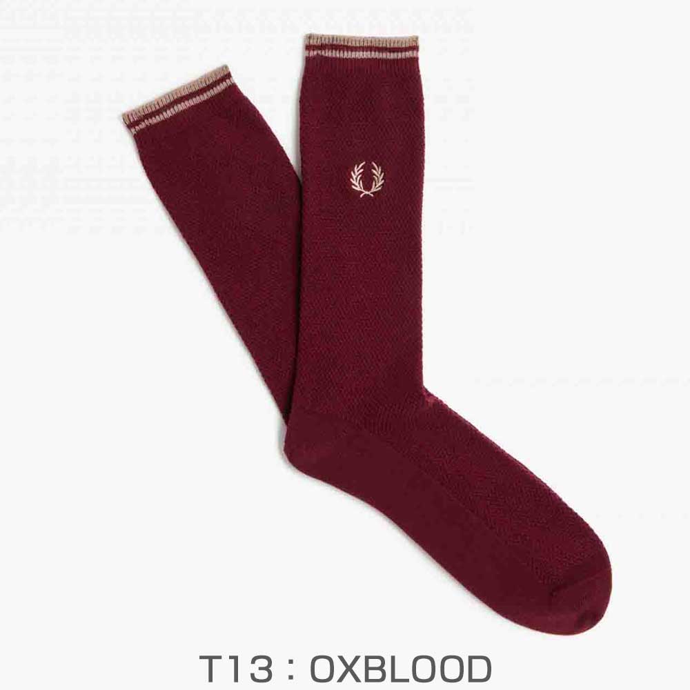 FRED PERRY フレッドペリー Tipped Socks C7170 :BLACK / PORT(486) ・ SNOWWHITE / BLACK(L59) ・NAVY / DARKC(R63)・OXBLOOD(T13) ティップド ソックス(ポルトガル製)