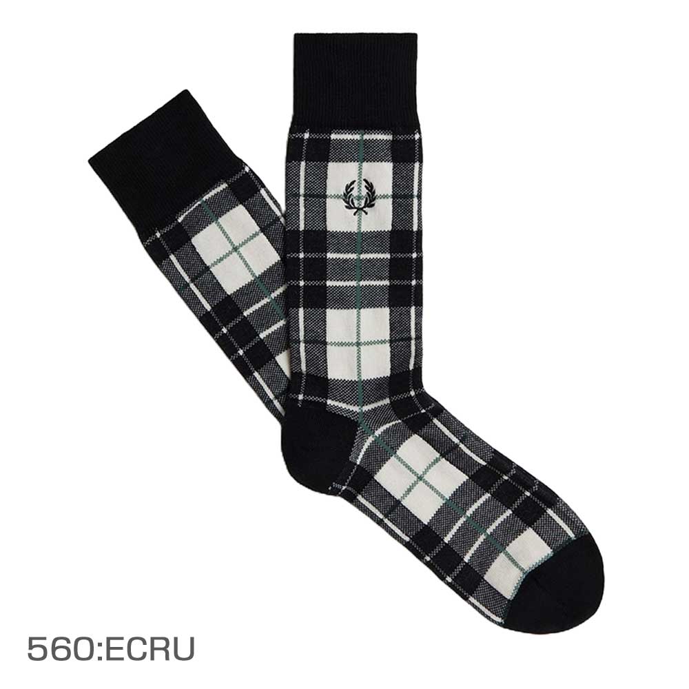 FREDPERRYフレッドペリーTartanSocksC8143(ポルトガル製)クルーソックス靴下