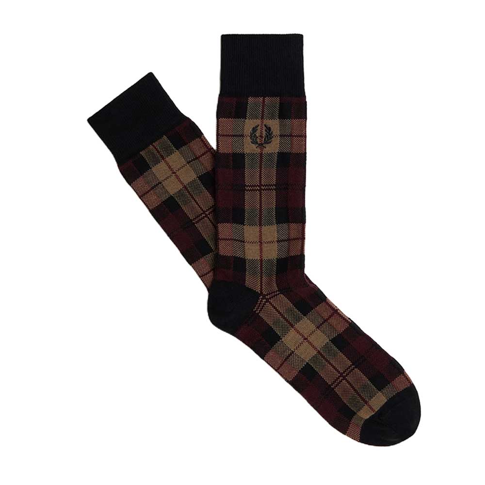 FRED PERRY フレッドペリー Tartan Socks C8143 (ポルトガル製) クルーソックス 靴下