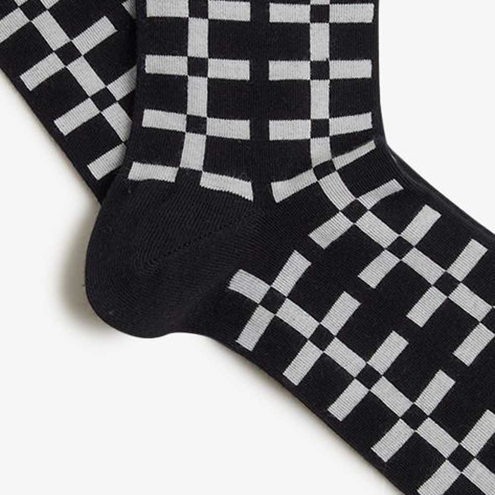 FREDPERRYフレッドペリーGeometricJacquardSocksC9147102BLACKジオメトリック柄ソックス(ポルトガル製)