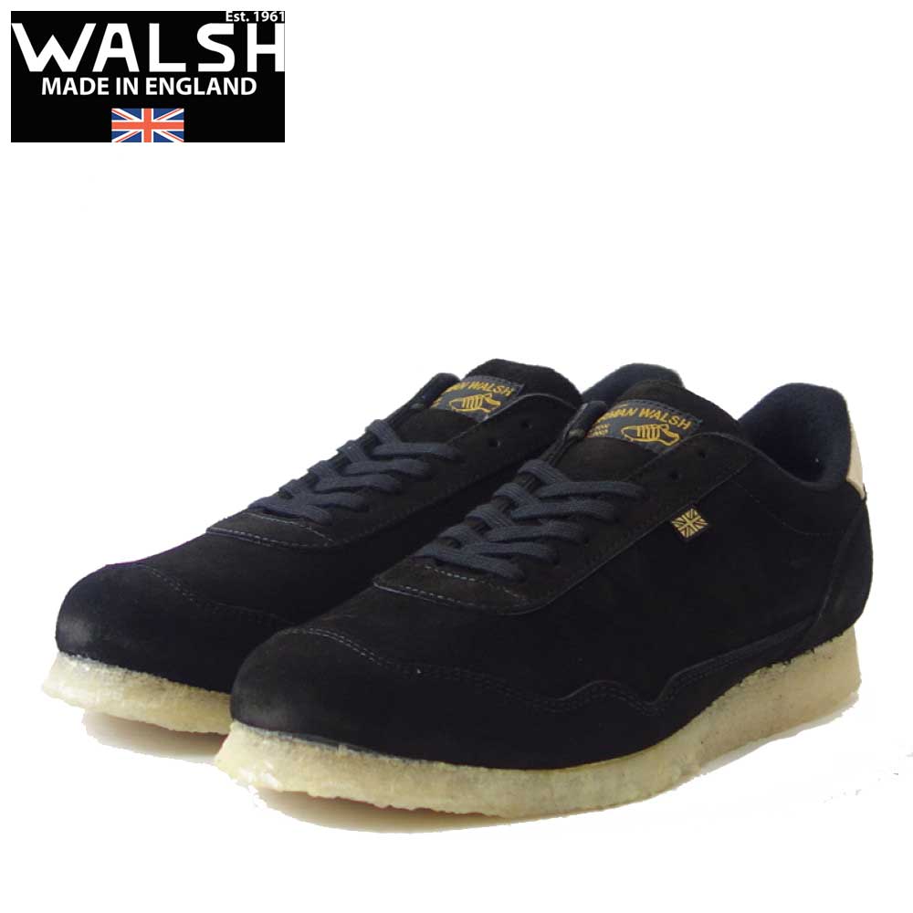 WALSH ウォルシュ ENC 71035(ユニセックス) ENSIGN CREPE カラー:ブラック(英国製) スエードレザーのランニングスニーカー 「靴」
