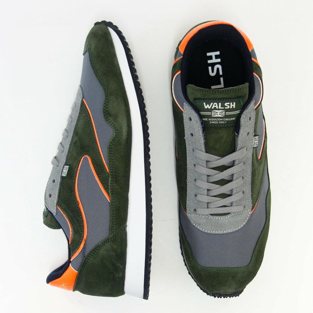 WALSH ウォルシュ ENC 71049(ユニセックス) ENSIGN CLASSIC 2 カラー:GRY/GRN(英国製) スエード&人工繊維&PVCのランニングスニーカー 「靴」