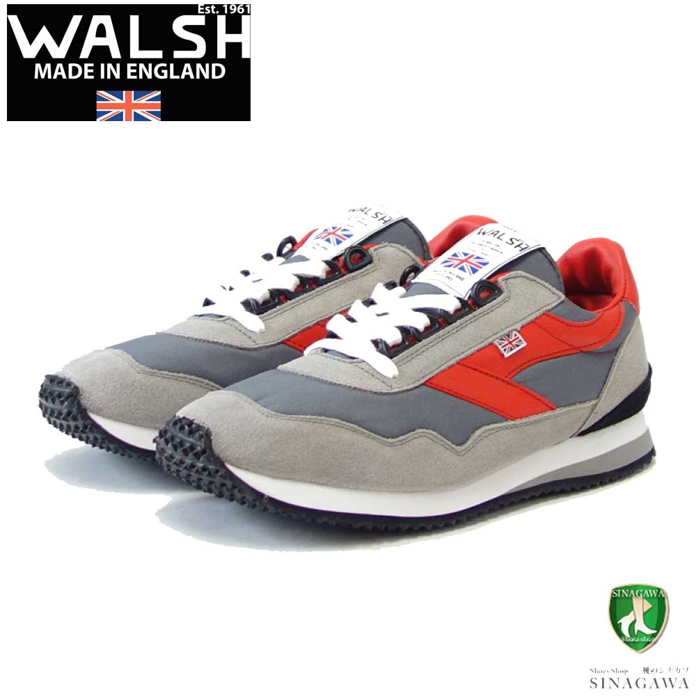WALSH ウォルシュ ENS 70001(ユニセックス) ENSIGN カラー:グレー(英国製) スエード&人工繊維&PVCのランニングスニーカー 「靴」