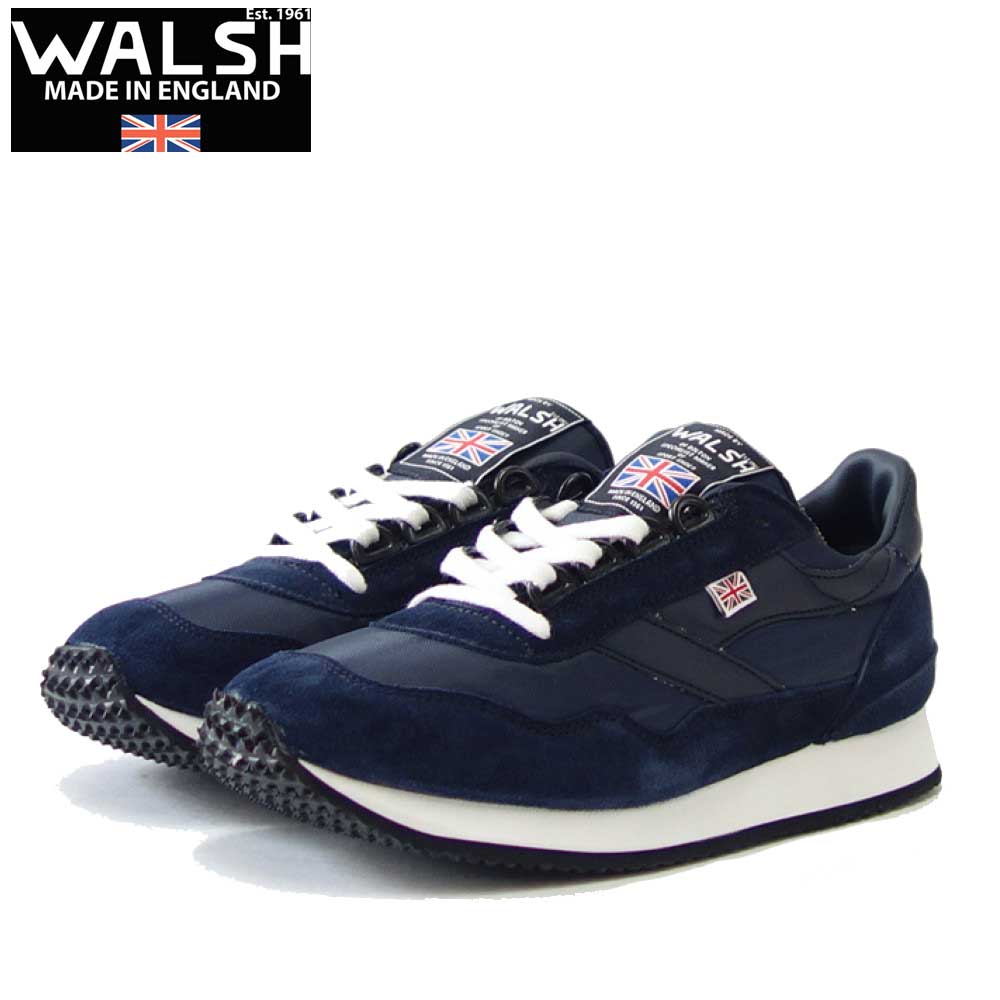 WALSH ウォルシュ ENS 70072(ユニセックス) ENSIGN カラー:ネイビー(英国製) スエード&人工繊維&PVCのランニングスニーカー 「靴」