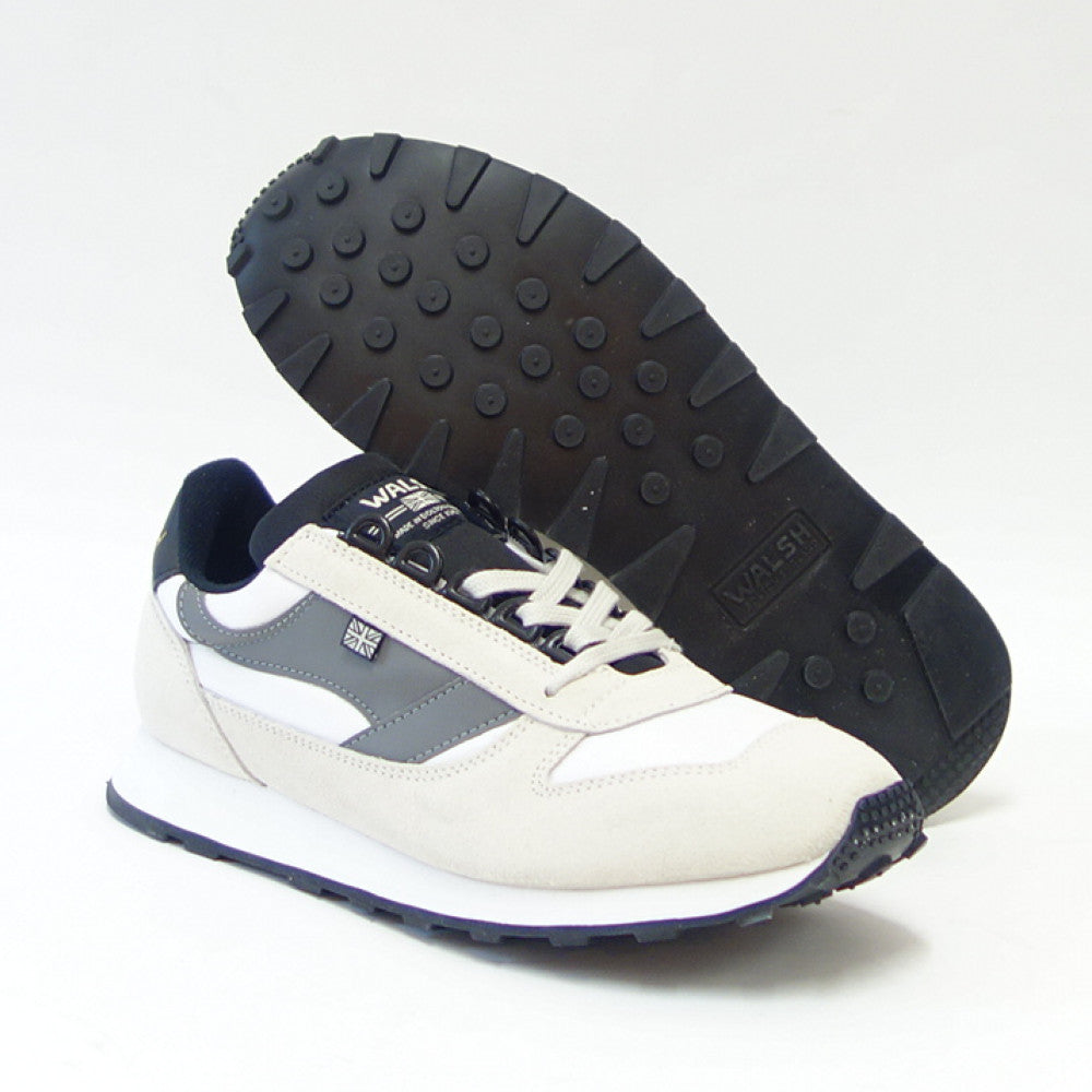 WALSH ウォルシュ EUR 40025(ユニセックス) European カラー:ホワイト/グレー(英国製) ヌバック&人工繊維&PVCのランニングスニーカー 「靴」